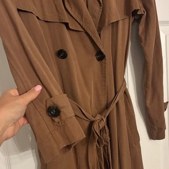 Le Chateau Brown Trench Coat size Small - Picture 7 of 9